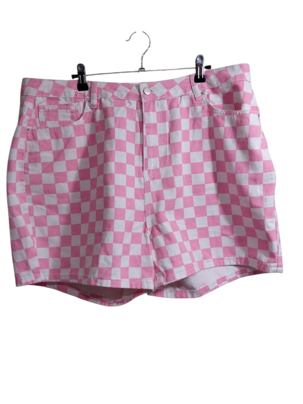 American Bazi Pink and White Checkerboard Shorts